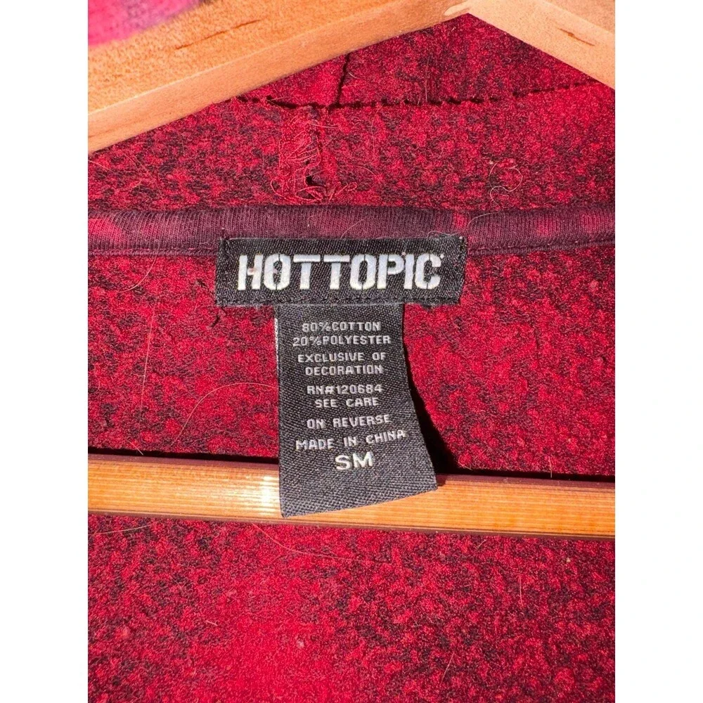 Hot Topic Red and Black Tie Dye Grunge Hoodie - Size Small